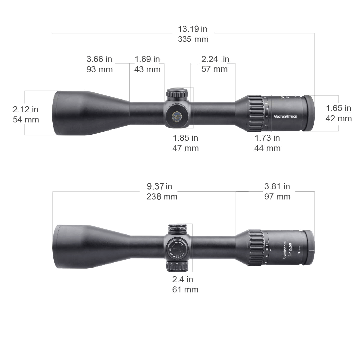 Vector Optics Continental 2-12x50 SFP rifle scope